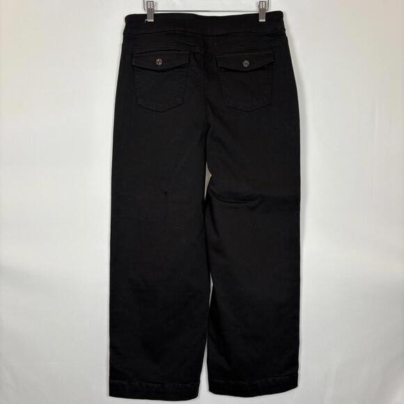 Chico's Black Wide Leg Stretch Pull on Black Denim Jeans Size: 10 - Picture 6 of 9